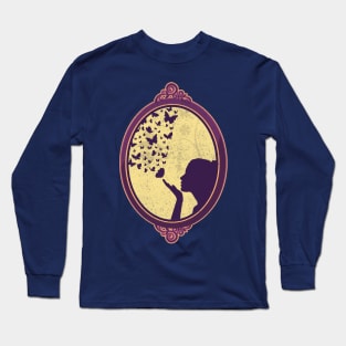 Purple Butterfly Emoji Long Sleeve T-Shirt